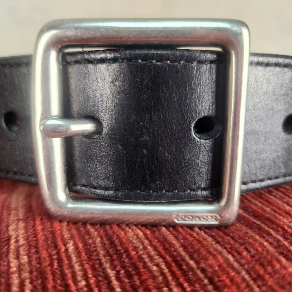 Vintage Coach Leather Belt Handcrafted in Italy Silver Buckle Sz Large 36